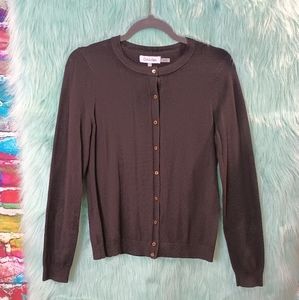 Calvin Klein Black Long Sleeve Front Gold Button Cardigan Size PM